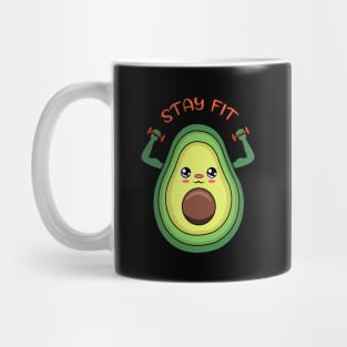 Stay Fit, cute avocado lifting weights Mug